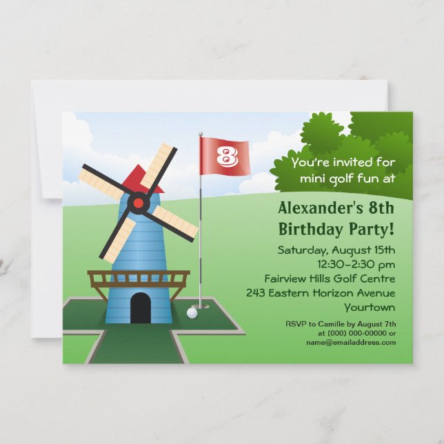 Mini Golf Windmill Fairway Party Invitation (Devant)