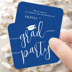 Mini Graduation Party Invitation Royal Blue Card