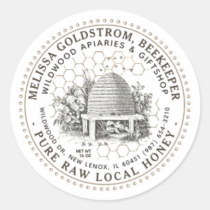 mini Honey Vintage Garden Skep Étiquette peigne de