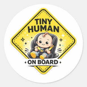 Mini Humain À Bord – Autocollant Minimaliste Drôle