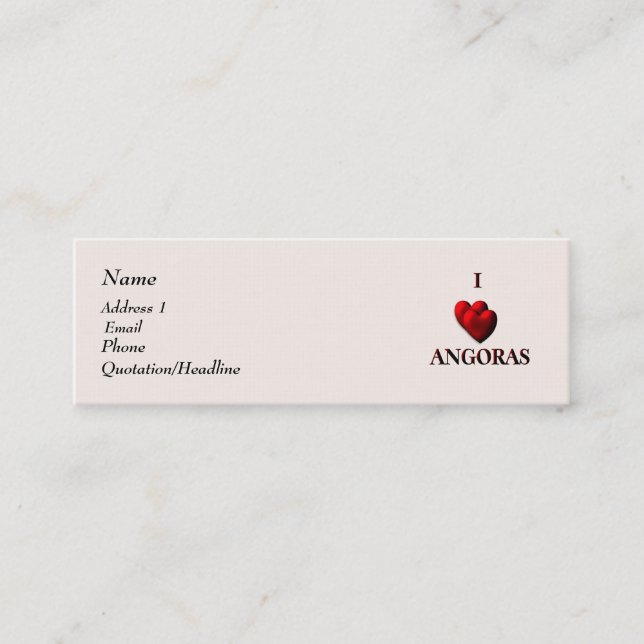Mini I Heart Angoras Carte de visite (Devant)