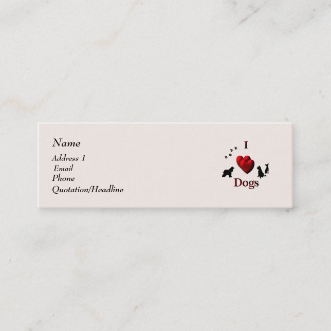 Mini I Heart Dogs Carte de visite (Devant)