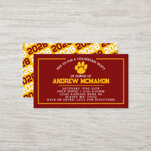 Mini Invitations de graduation Maroon & Gold Pawpr