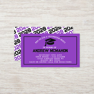 Mini Invitations de la Graduation Purple & Black