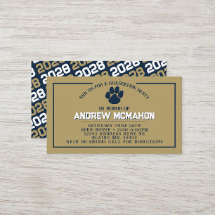 Mini Invitations de la marine et de l'or Pawprint