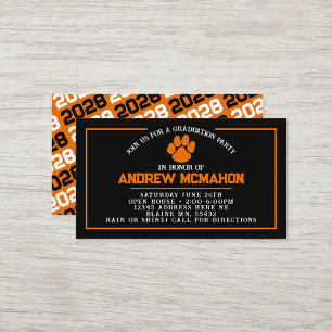 Mini Invitations de la Pawprint noir et orange