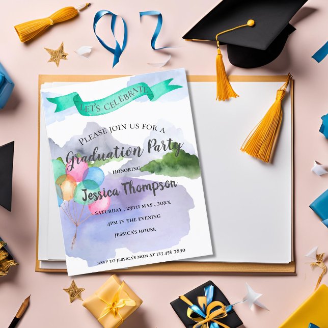 Mini Jolie aquarelle 2025 Graduation Invitation (Mini Pretty Watercolor 2025 Graduation Invitation)