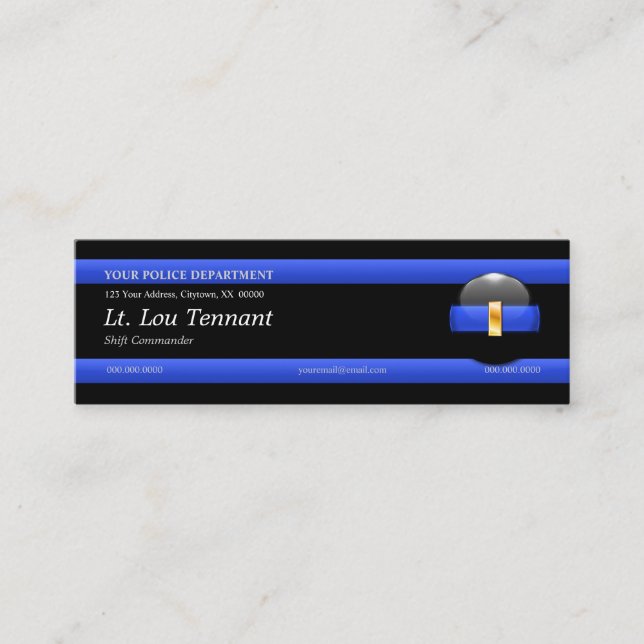 Mini Ligne bleue mince Lieutenant Carte de visite perso (Devant)