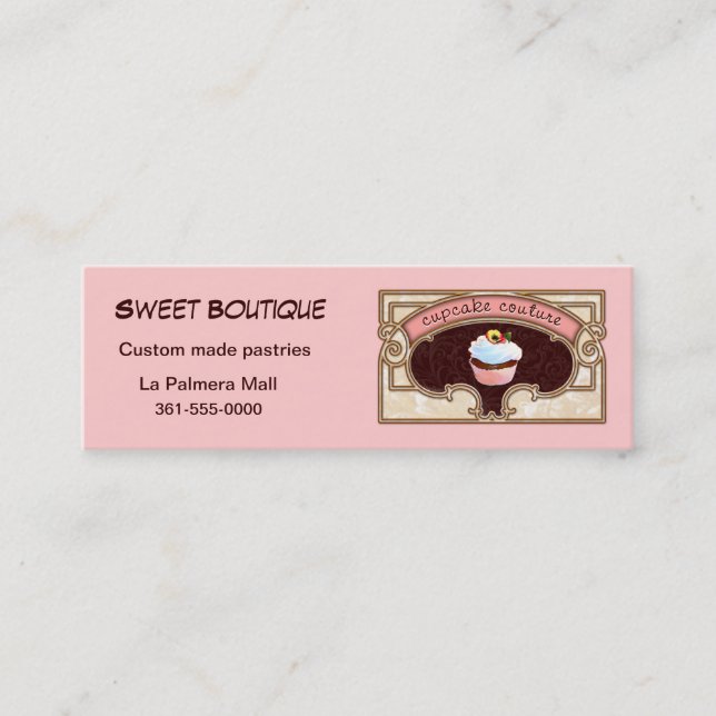 Mini Logo Carte de visite rose Cupcake Couture (Devant)