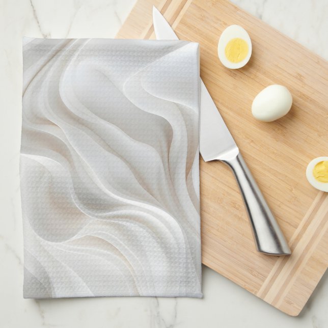 Mini Marbre blanc Wave cuisine serviette moderne (Quart Plié)