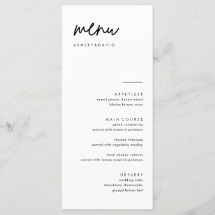Mini-Mariage 4x9 Cartes de menu Menu moderne
