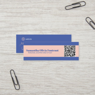 Mini minimaliste Carte de visite QR bleu et pêche