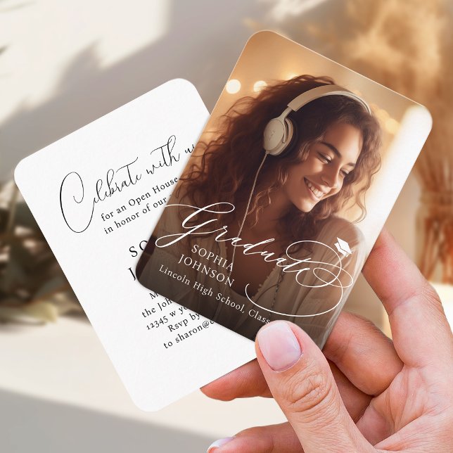 Mini Moderne Calligraphie Photo invitation (Mini Modern Calligraphy Photo Graduation invite)