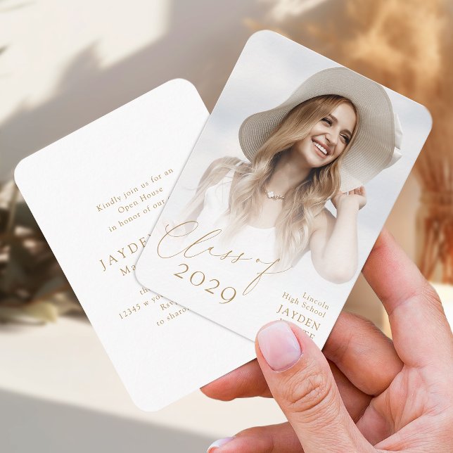 Mini Moderne Chic Script Photo Invitation (Mini Modern Chic Script Photo Graduation Invite)