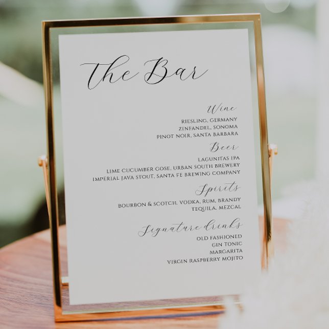 Mini-moderne Mariage Boissons Bar Menu Poster (Créateur téléchargé)