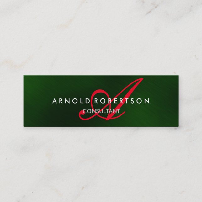 Mini Moderne Monogramme vert Carte de visite tendance (Devant)