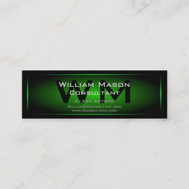 Mini Monogramme encadré noir et vert - Carte de visite (Devant)