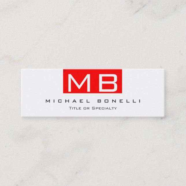 Mini Monogramme maigre Blanc Rouge Carte de visite tend (Devant)