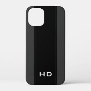 Mini monogramme personnalisé noir iPhone 12 coque pour