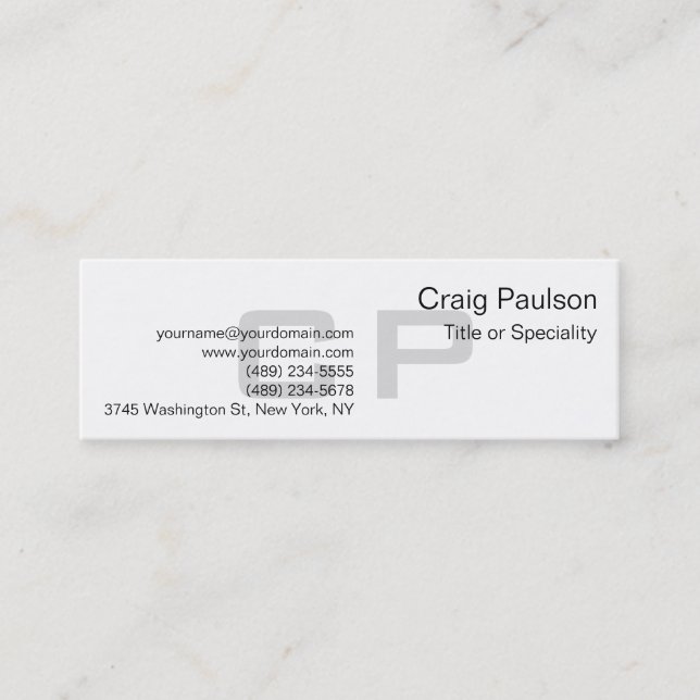 Mini Nettoyer un simple monogramme gris Carte de visite (Devant)