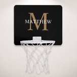 Mini-panier De Basket Nom personnalisé Monogramme noir<br><div class="desc">Créez votre propre cerceau de basket-ball noir rond personnalisé avec votre nom et votre monogramme personnalisés.</div>