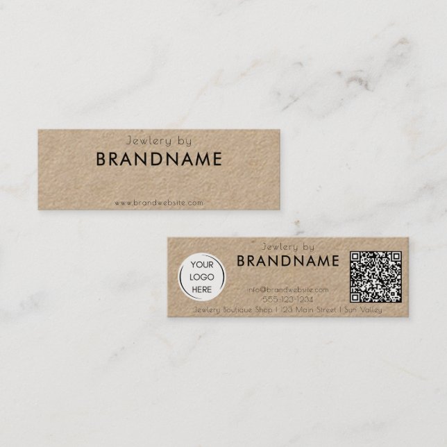 Mini Papier naturel Premium Kraft, Carte de visite de c (Devant / Derrière)
