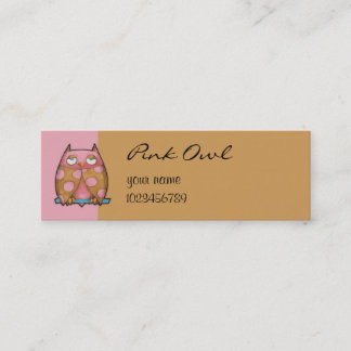 Mini Petit Carte de visite rose Chouette