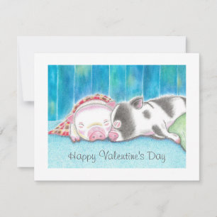 Mini Piglets Valentine's Day Flat Card