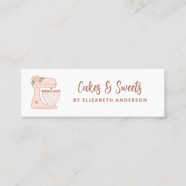 Mini Pink Simple Mixer Floral Cake Carte de visite (Devant)