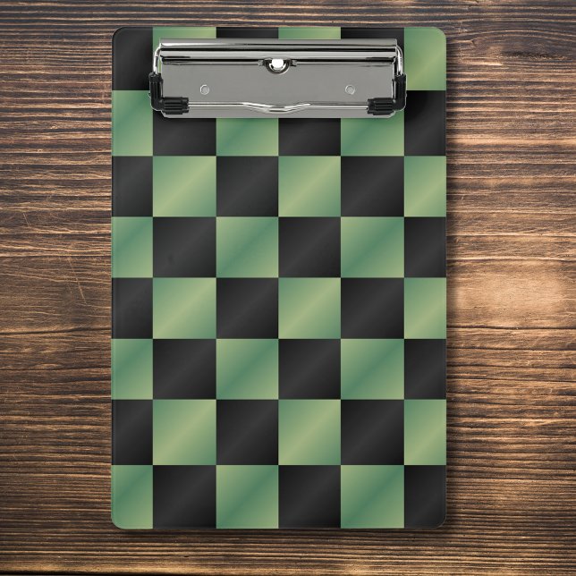 Mini Porte-bloc À damiers moderne vert olive noir dégradé (Créateur téléchargé)