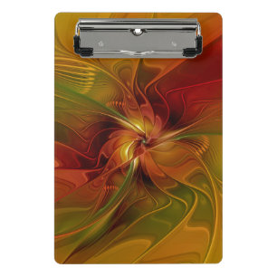 Mini Porte-bloc Abstrait Rouge Orange Brown Vert Fractal Art Flowe