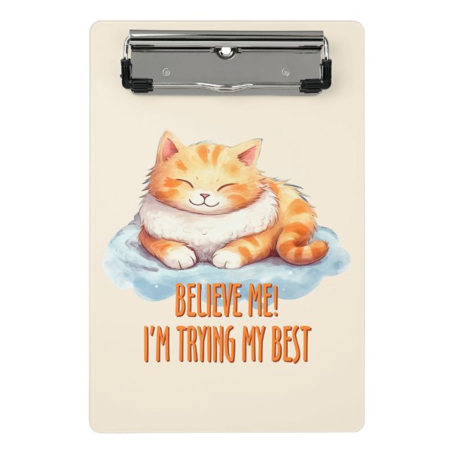 Mini Porte-bloc Adorable Tabby Orange Chat - Je tente mon meilleur (Devant)