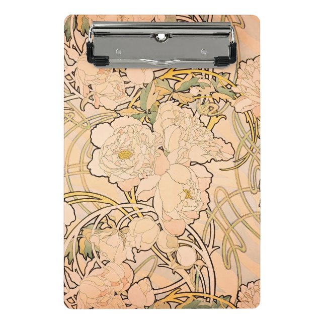 Mini Porte-bloc Alfonse Mucha Art Nouveau Peonies (Devant)