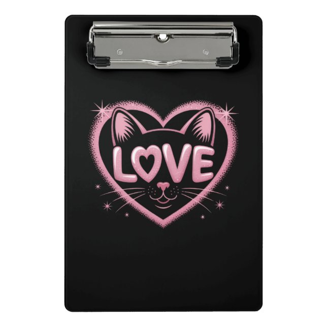 Mini Porte-bloc Amour de chat scintillant (Devant)