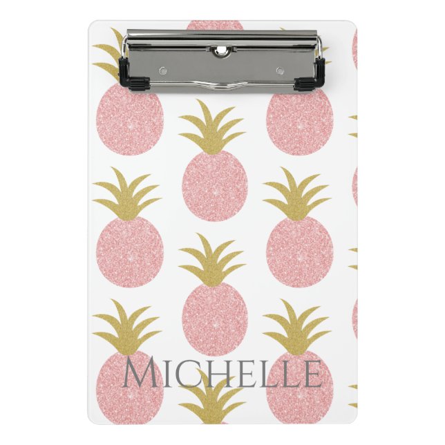 Mini Porte-bloc Ananas rose monogramme (Devant)