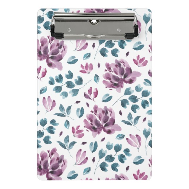 Mini Porte-bloc Aquarelle Peine violette Planner Floral (Devant)