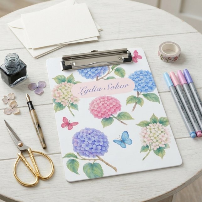 Mini Porte-bloc Aquarelle personnalisée Hydrangea Floral (Créateur téléchargé)