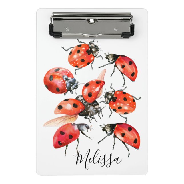 Mini Porte-bloc Aquarelle rouge et noire Ladybug (Devant)