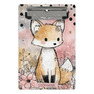 Mini Porte-bloc Art aquarelle florale renard fantaisiste