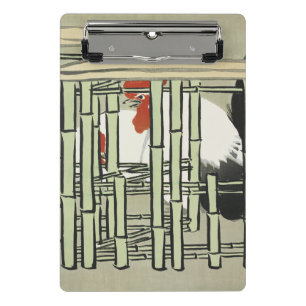 Mini Porte-bloc Art de coq japonais vintage derrière une clôture e