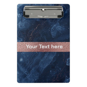 Mini Porte-bloc Art de marbre bleu abstrait avec des accents de pa