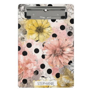 Mini Porte-bloc Art floral à points vintage aquarelle (4)
