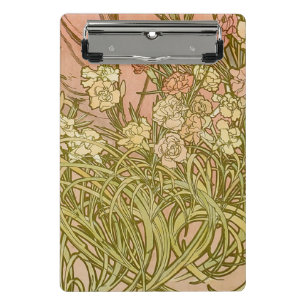 Mini Porte-bloc Art Nouveau Alfonse Mucha fleurs d'oeillets floral