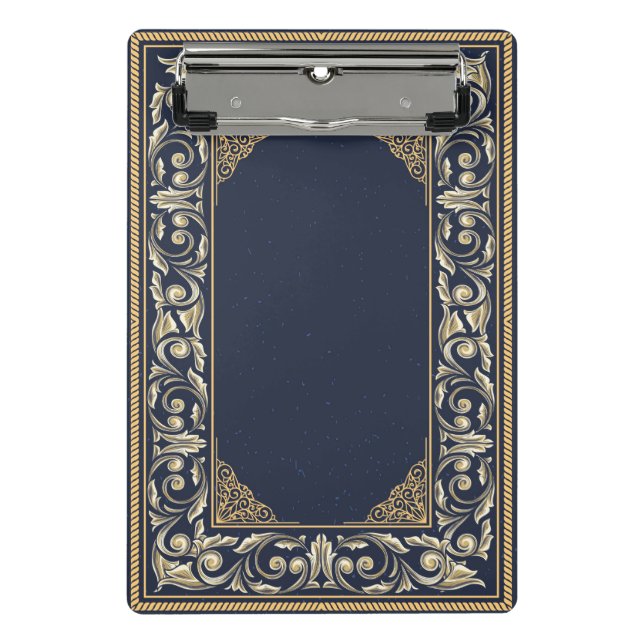 Mini Porte-bloc Art nouveau, bleu marine, or, antique, belle époqu (Devant)