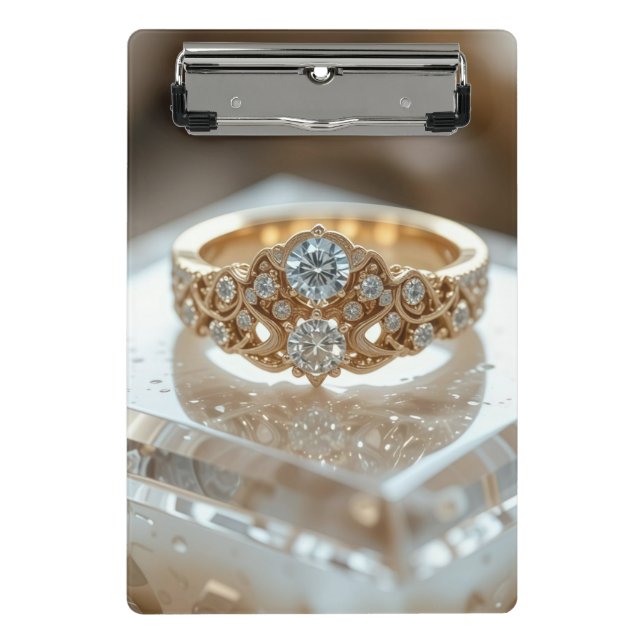 Mini Porte-bloc bague diamant doré brillant (Devant)