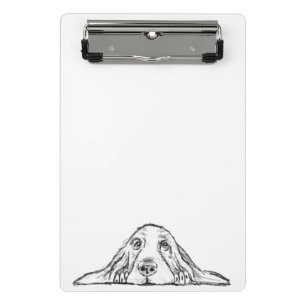 Mini Porte-bloc basset hound noir blanc yeux de chiot simple