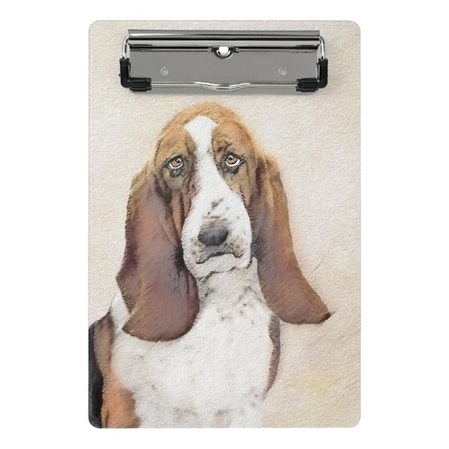 Mini Porte-bloc Basset Hound Peinture - Cute Original Chien Art (Devant)