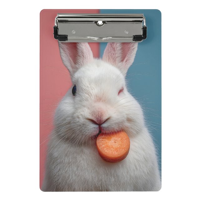 Mini Porte-bloc Beau lapin blanc avec un collant de carotte (Devant)
