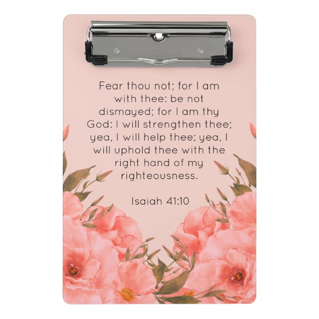 Mini Porte-bloc Bible Verse Mini Clipboard | Pink Floral Design (Devant)
