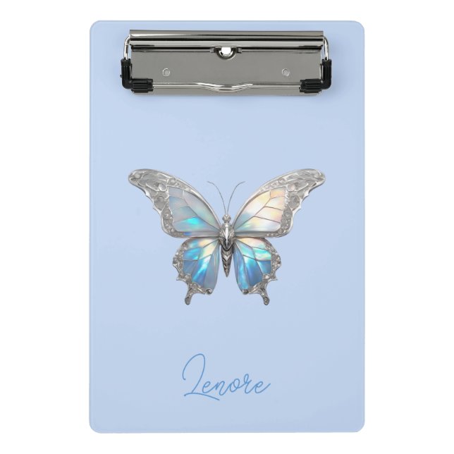 Mini Porte-bloc Bijoux papillon Opale et argent (Devant)